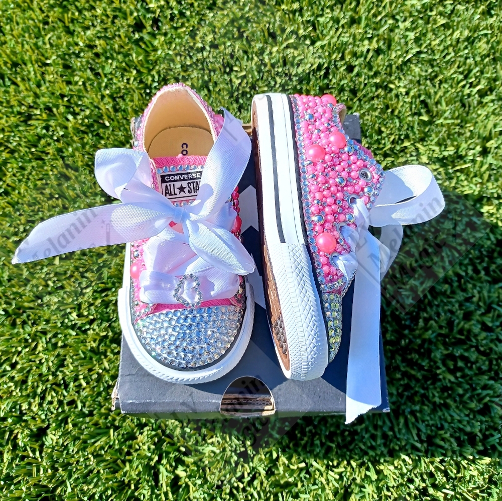 NEW Pink CUSTOM Bling CONVERSE - Toddler shoes (other colors & sizes by Request) - Picture 4 of 12